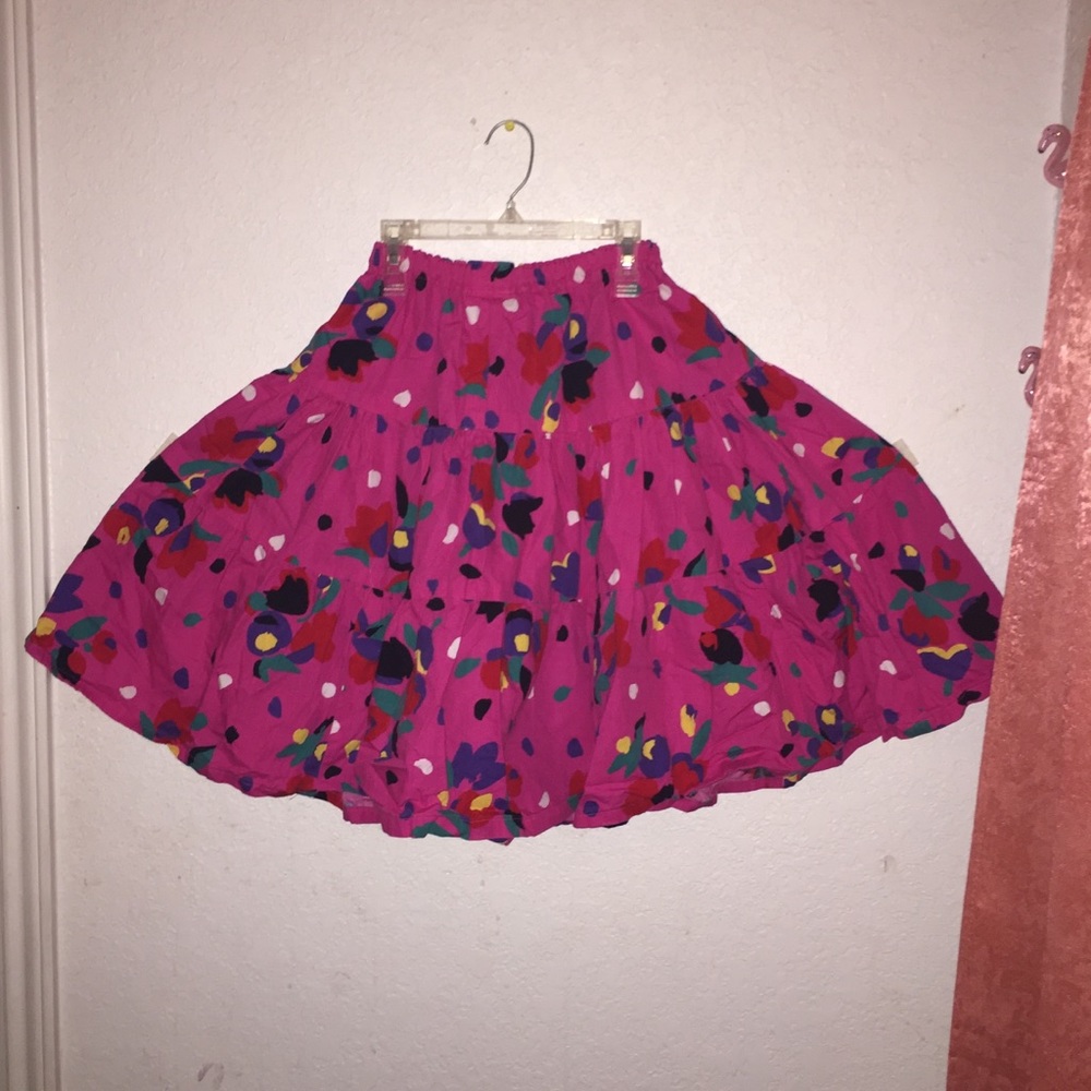 80s handmade pink printed skirt